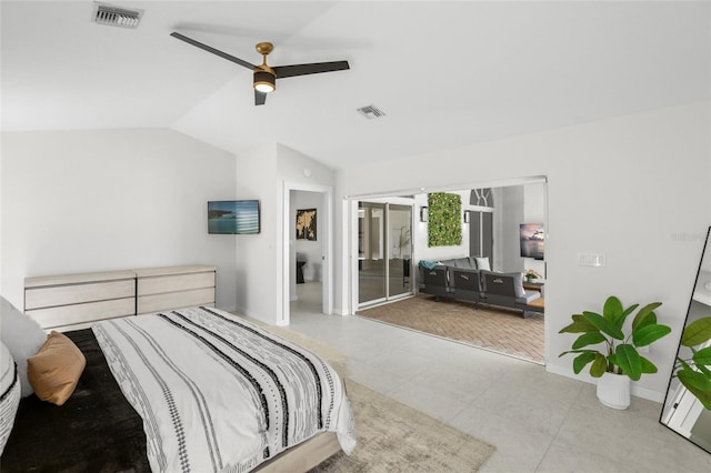 1527 Buoy Ln, Osprey, FL 34229 - bedroom featuring lofted ceiling, baseboards, and a ceiling fan