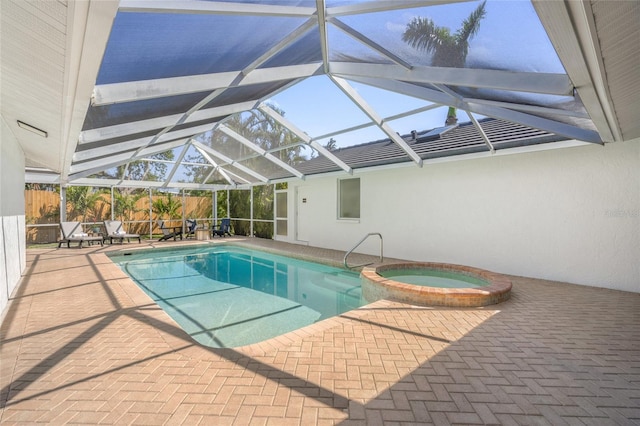 1527 Buoy Ln, Osprey, FL 34229 - view of pool with a patio area, a lanai, and a pool with connected hot tub