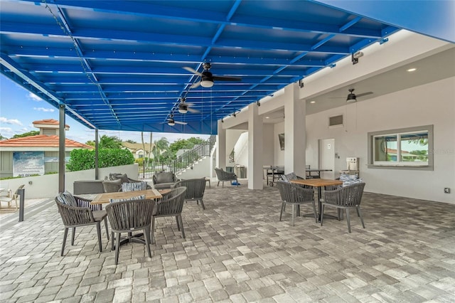1527 Buoy Ln, Osprey, FL 34229 - view of patio featuring outdoor dining area and a ceiling fan