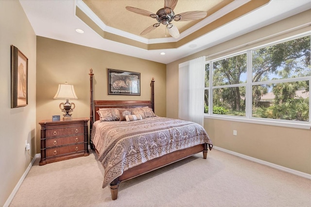 4121 Reflections Pkwy, Sarasota, FL 34233 - bedroom featuring carpet floors, multiple windows, baseboards, ornamental molding, and recessed lighting