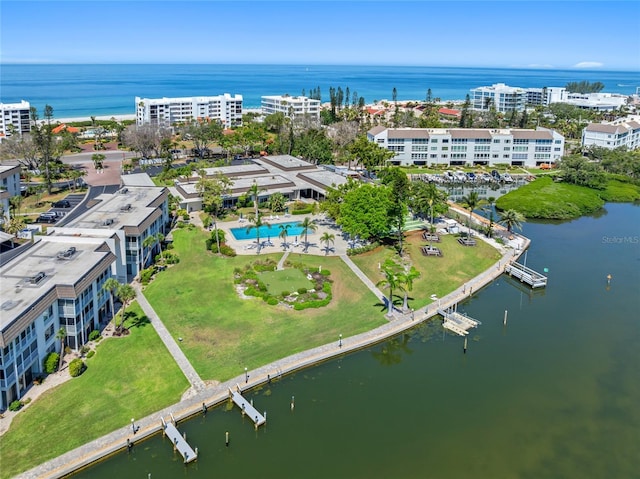 4310 Falmouth Dr Unit 307, Longboat Key, FL 34228 - aerial view of a nearby body of water, a pool area, and apartment complex