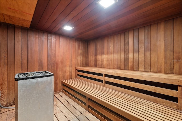 4310 Falmouth Dr Unit 307, Longboat Key, FL 34228 - relaxing sauna / steam room with wood ceiling, wooden walls, and hardwood / wood-style flooring