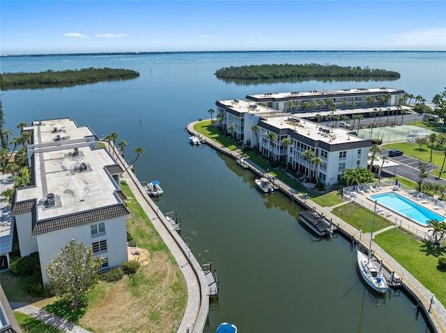 4310 Falmouth Dr Unit 307, Longboat Key, FL 34228 - drone / aerial view of a nearby body of water and a pool