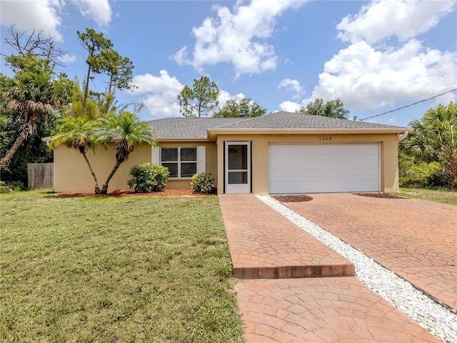 3698 N Chamberlain Blvd, North Port, FL 34286 - ranch-style home featuring stucco siding, an attached garage, and decorative driveway