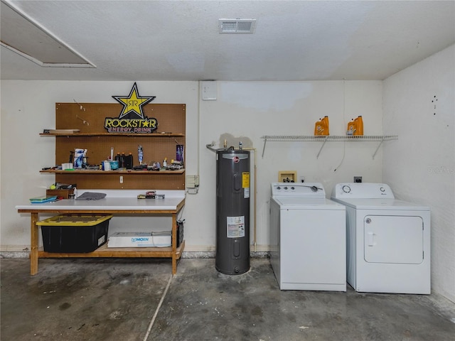 3698 N Chamberlain Blvd, North Port, FL 34286 - laundry area with water heater, separate washer and dryer, and attic access