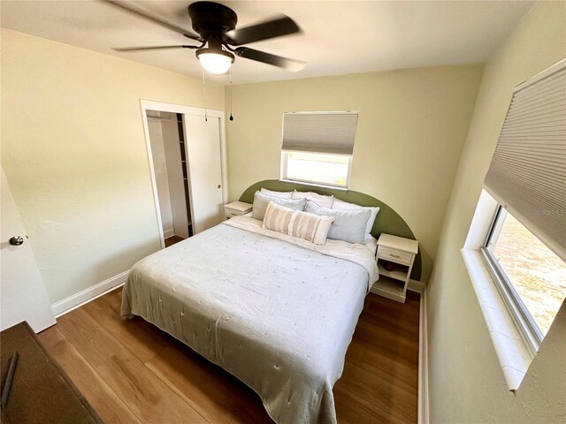 440 42nd St N, Saint Petersburg, FL 33713 - bedroom featuring wood finished floors, ceiling fan, and a closet