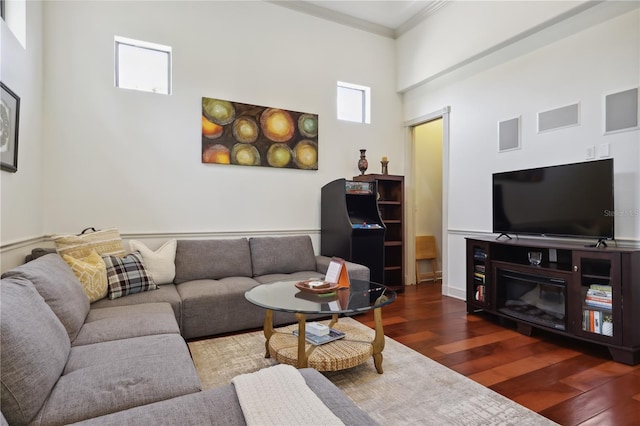 4696 Del Sol Blvd, Sarasota, FL 34243 - living room featuring wood finished floors and ornamental molding