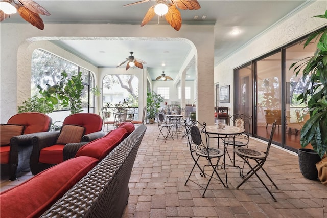 4696 Del Sol Blvd, Sarasota, FL 34243 - view of patio with a ceiling fan and an outdoor hangout area