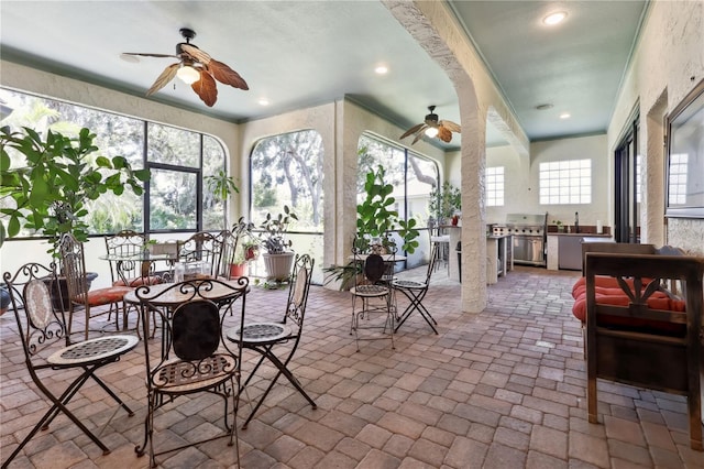 4696 Del Sol Blvd, Sarasota, FL 34243 - sunroom featuring brick flooring and recessed lighting