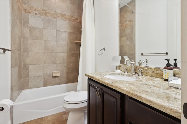 4696 Del Sol Blvd, Sarasota, FL 34243 - full bathroom with toilet, vanity, and shower / bath combo with shower curtain