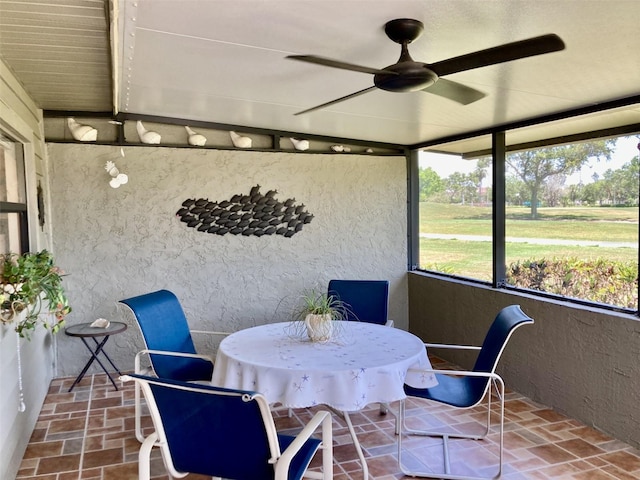 3407 Avenida Madera Unit A, Bradenton, FL 34210 - sunroom / solarium featuring a ceiling fan