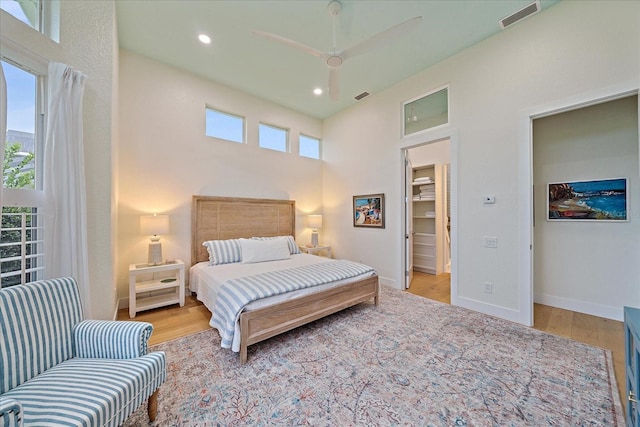 7507 Ascot Ct, University Park, FL 34201 - bedroom with wood finished floors, recessed lighting, and a ceiling fan