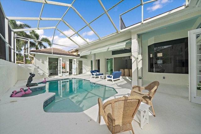 7507 Ascot Ct, University Park, FL 34201 - swimming pool with a patio and glass enclosure