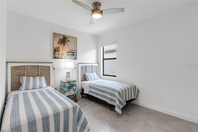 4971 Oyster Pearl St, Bradenton, FL 34211 - bedroom featuring baseboards, tile patterned floors, and ceiling fan