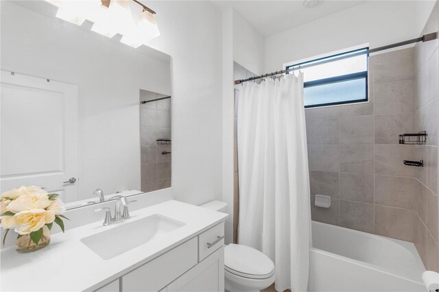 4971 Oyster Pearl St, Bradenton, FL 34211 - full bathroom with vanity, toilet, and shower / bath combination with curtain