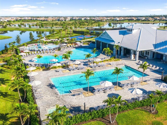 4971 Oyster Pearl St, Bradenton, FL 34211 - community pool featuring a water view and a patio area