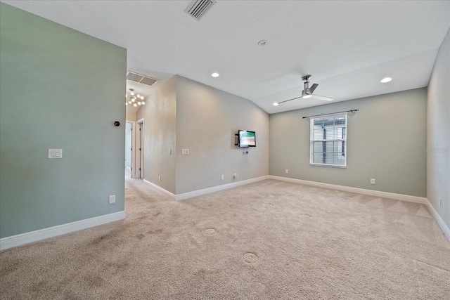 5191 78th St Cir E, Bradenton, FL 34203 - empty room featuring ceiling fan, baseboards, light colored carpet, and recessed lighting