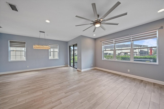 5191 78th St Cir E, Bradenton, FL 34203 - unfurnished room with ceiling fan, light wood-style floors, baseboards, and recessed lighting