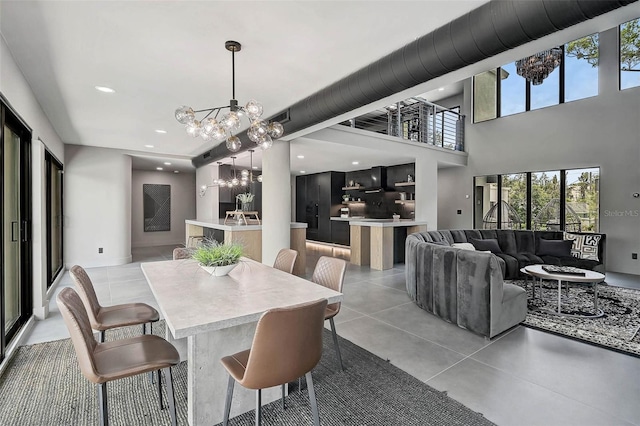 512 Treasure Boat Way, Sarasota, FL 34242 - dining area featuring a chandelier, light tile patterned flooring, and recessed lighting