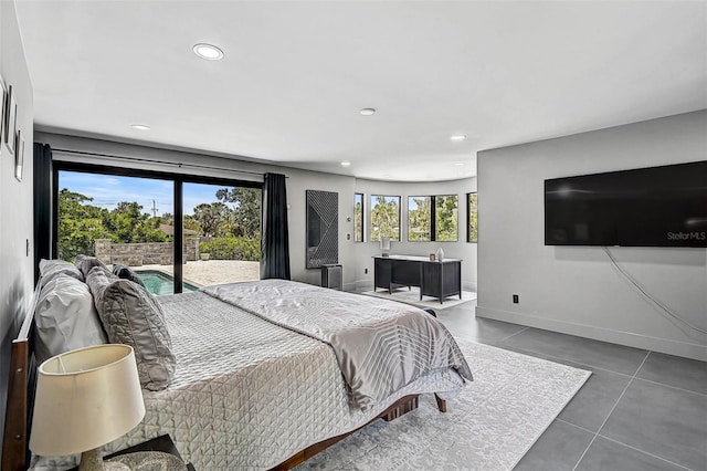 512 Treasure Boat Way, Sarasota, FL 34242 - bedroom featuring access to outside, recessed lighting, and tile patterned flooring