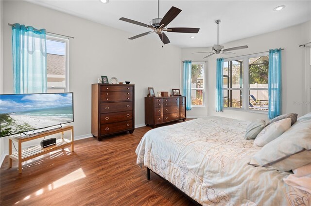 5110 19th Ave W, Bradenton, FL 34209 - bedroom with wood finished floors, recessed lighting, baseboards, and a ceiling fan