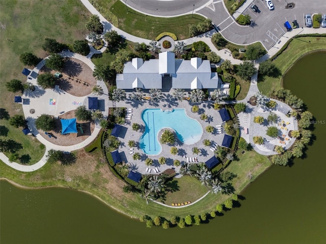 8932 Isabella Cir, Parrish, FL 34219 - aerial view of property's location with a pool area and a large body of water