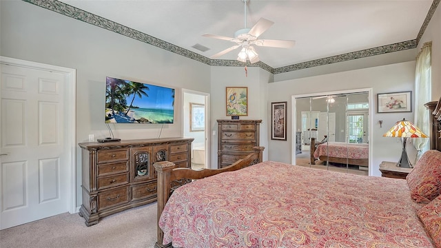 4612 4th Ave E, Bradenton, FL 34208 - bedroom featuring light carpet, ceiling fan, and a closet