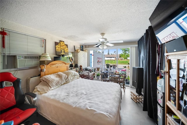 3468 Roslyn Rd, Venice, FL 34293 - bedroom with a textured ceiling, ceiling fan, and cooling unit