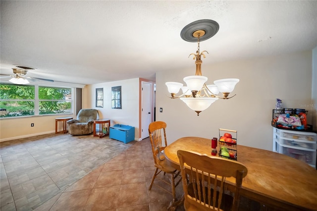 3468 Roslyn Rd, Venice, FL 34293 - dining area with a chandelier and a ceiling fan