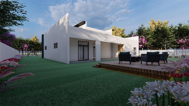 17461 Dudley Ave, Port Charlotte, FL 33954 - back of house featuring stucco siding and an outdoor hangout area