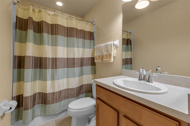 3707 45th Ter W Unit 104, Bradenton, FL 34210 - full bathroom with toilet, vanity, tile patterned flooring, and curtained shower