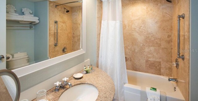 5500 Gulf Blvd Unit 6248, Saint Petersburg, FL 33706 - bathroom with shower / bathtub combination with curtain and vanity
