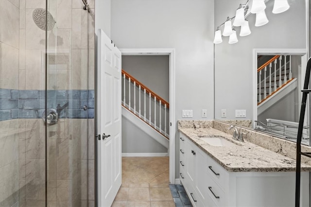 8930 Bloomfield Blvd, Sarasota, FL 34238 - full bathroom featuring a shower stall, vanity, and tile patterned flooring