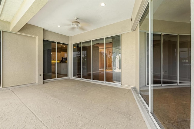 8930 Bloomfield Blvd, Sarasota, FL 34238 - unfurnished sunroom featuring a ceiling fan