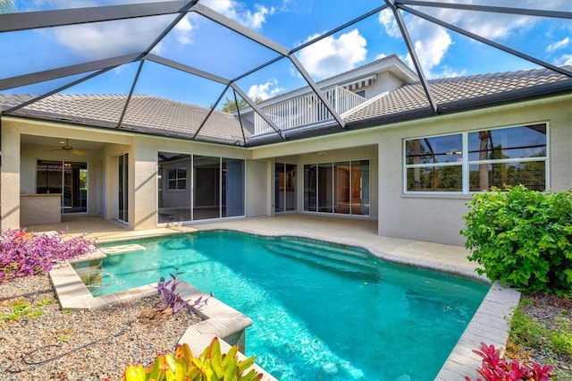 8930 Bloomfield Blvd, Sarasota, FL 34238 - outdoor pool featuring ceiling fan and a patio