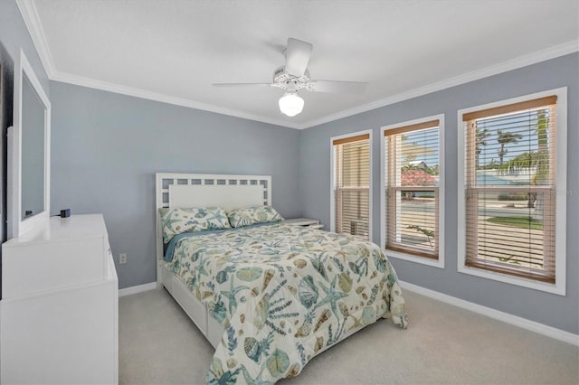 7913 19th Avenue Dr W, Bradenton, FL 34209 - carpeted bedroom featuring crown molding and a ceiling fan