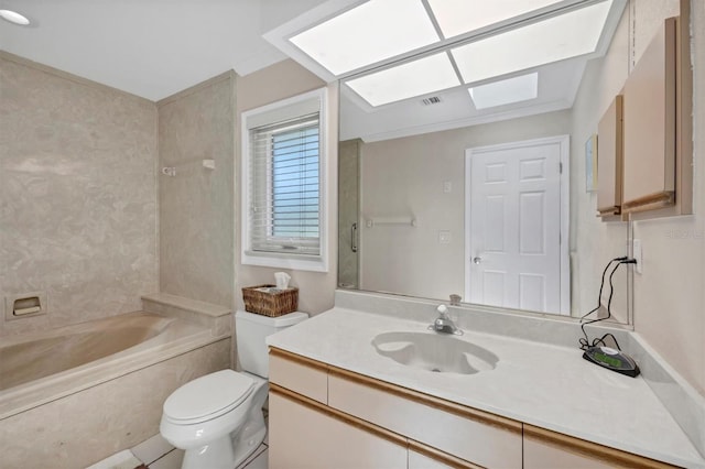 7913 19th Avenue Dr W, Bradenton, FL 34209 - full bathroom featuring vanity,  shower combination, and a skylight