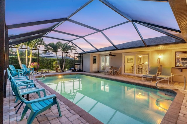 7913 19th Avenue Dr W, Bradenton, FL 34209 - outdoor pool featuring a ceiling fan, a patio, and a lanai