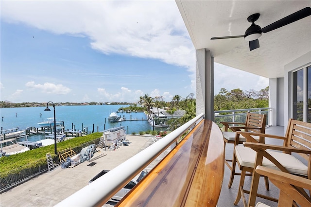 516 Tamiami Trl S Unit 306, Nokomis, FL 34275 - balcony featuring a water view and a ceiling fan