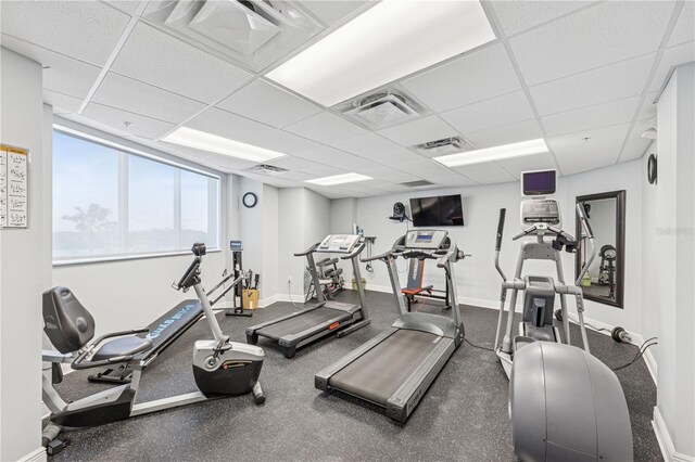 516 Tamiami Trl S Unit 306, Nokomis, FL 34275 - gym with a drop ceiling and baseboards