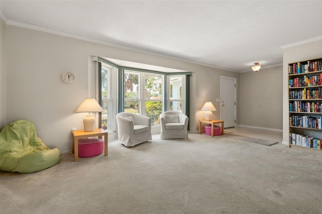 139 Adair Ave, Sarasota, FL 34243 - sitting room with ornamental molding, carpet floors, and baseboards