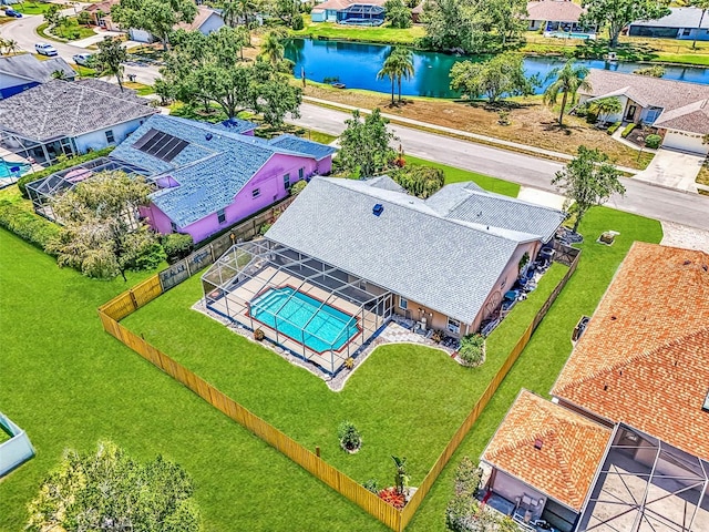 5742 39th Street Cir E, Bradenton, FL 34203 - aerial view of residential area featuring a large body of water and a pool area