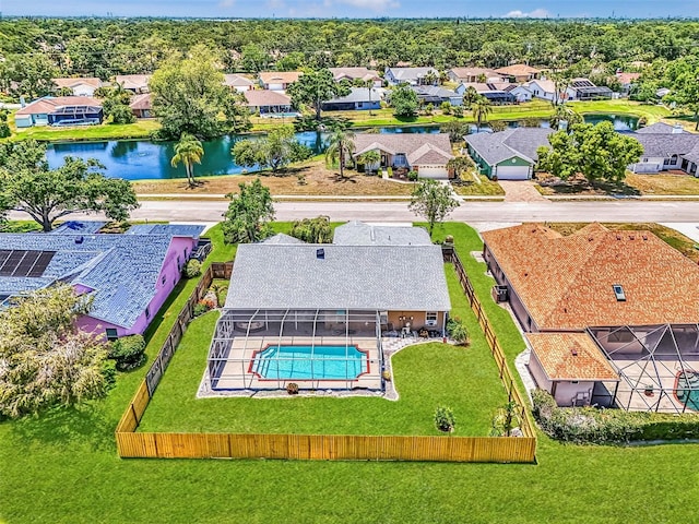 5742 39th Street Cir E, Bradenton, FL 34203 - aerial perspective of suburban area with a nearby body of water and a pool