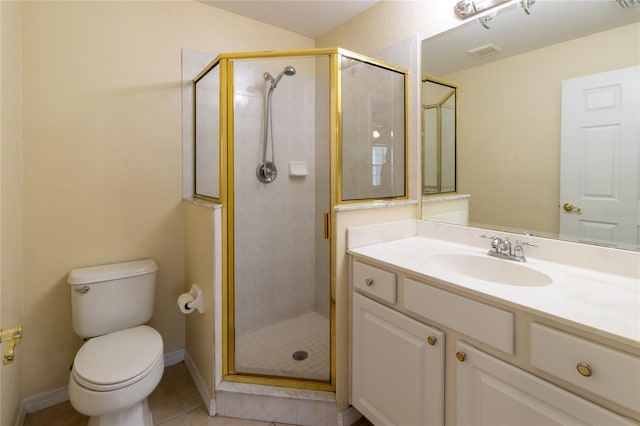 3409 10th Ln W, Palmetto, FL 34221 - full bathroom featuring toilet, a shower stall, vanity, and tile patterned flooring