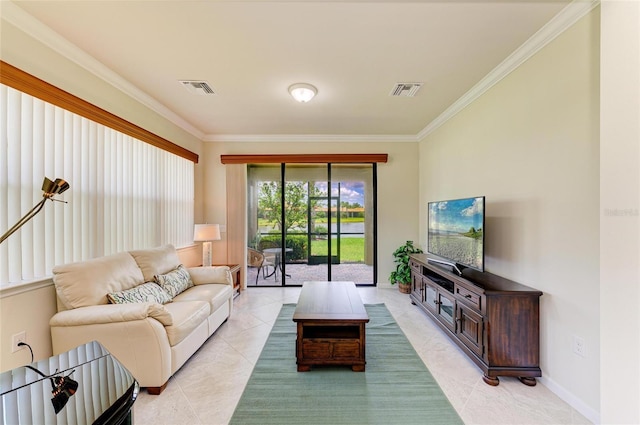 6756 Chester Trl, Lakewood Ranch, FL 34202 - living area featuring ornamental molding and light tile patterned floors