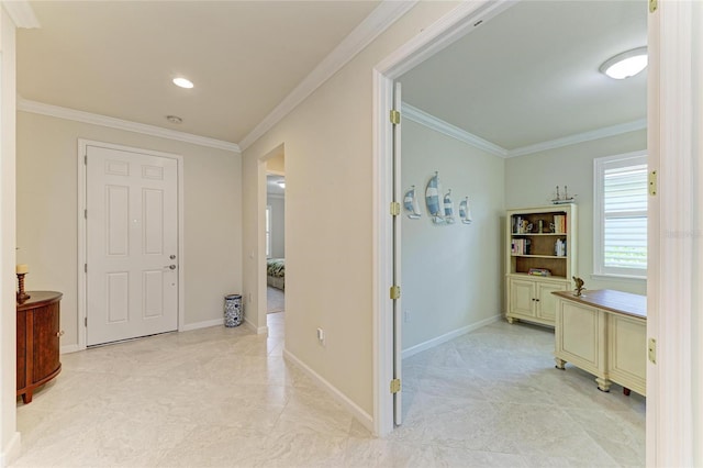 6756 Chester Trl, Lakewood Ranch, FL 34202 - hallway with crown molding and baseboards