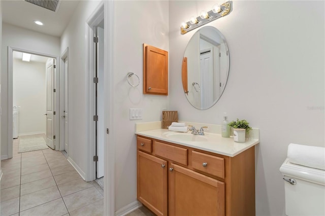 7314 Hamilton Rd, Bradenton, FL 34209 - bathroom with vanity, tile patterned floors, and recessed lighting