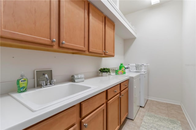 7314 Hamilton Rd, Bradenton, FL 34209 - laundry room featuring independent washer and dryer, cabinet space, and light tile patterned flooring