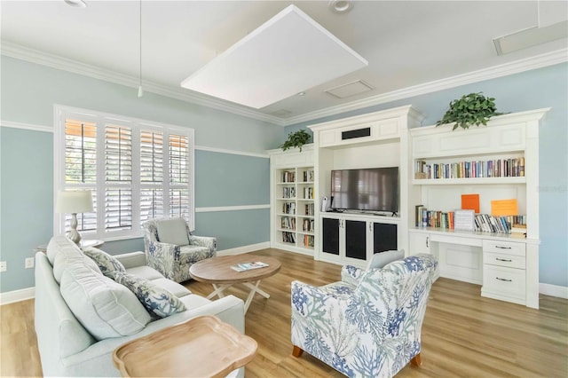 7314 Hamilton Rd, Bradenton, FL 34209 - living room with crown molding and light wood-type flooring