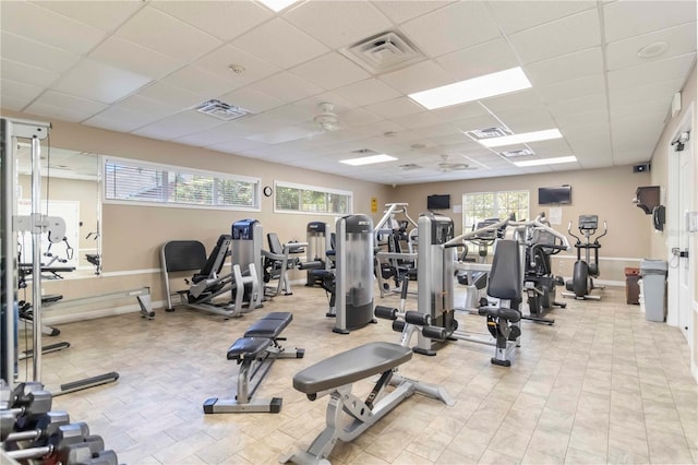 7314 Hamilton Rd, Bradenton, FL 34209 - exercise room with healthy amount of natural light and a drop ceiling